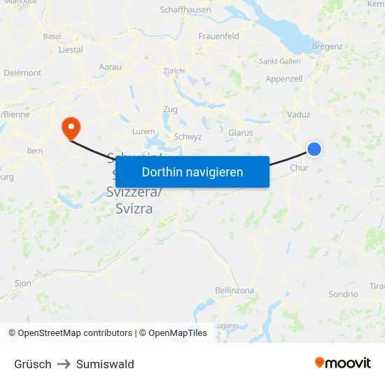 Grüsch to Sumiswald map