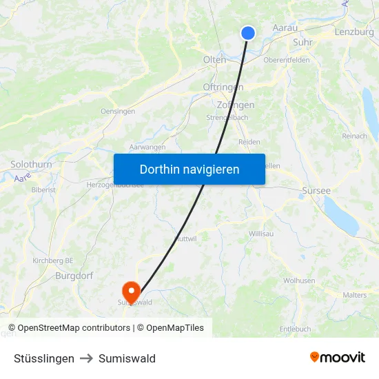 Stüsslingen to Sumiswald map