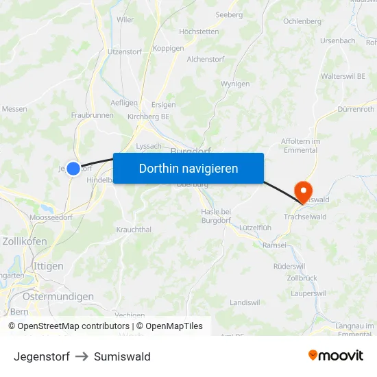 Jegenstorf to Sumiswald map