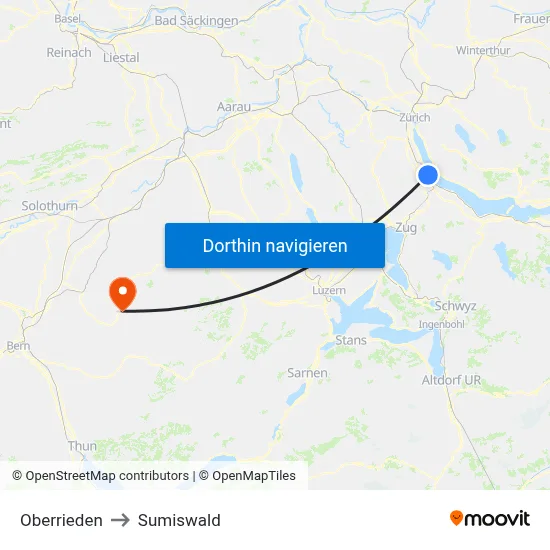 Oberrieden to Sumiswald map