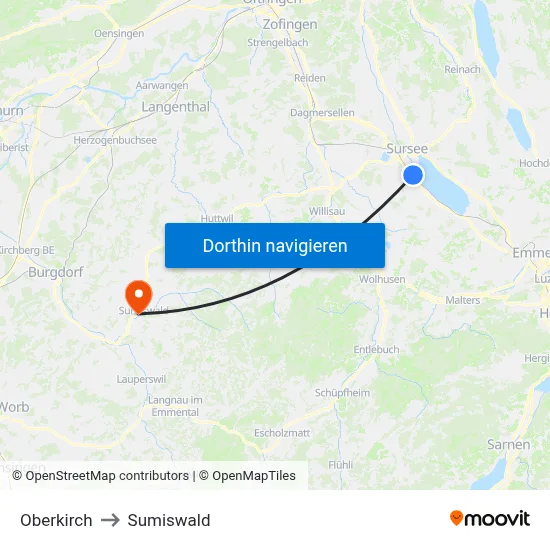 Oberkirch to Sumiswald map