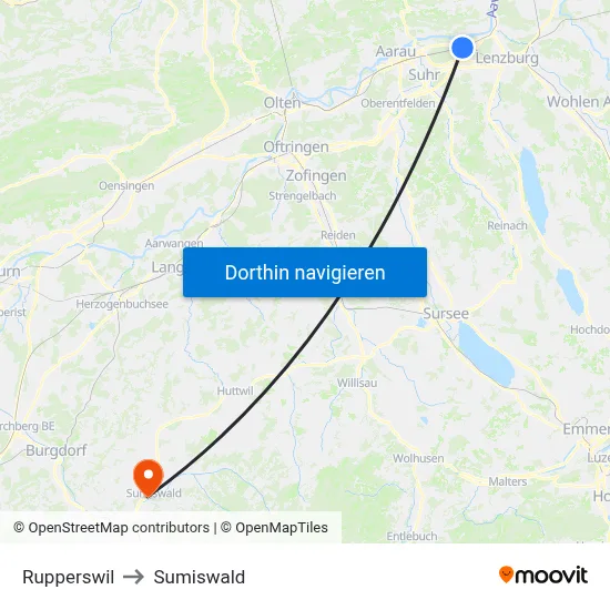 Rupperswil to Sumiswald map