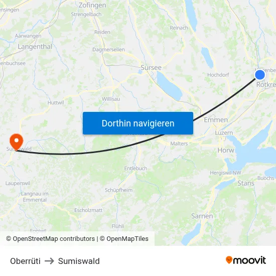 Oberrüti to Sumiswald map