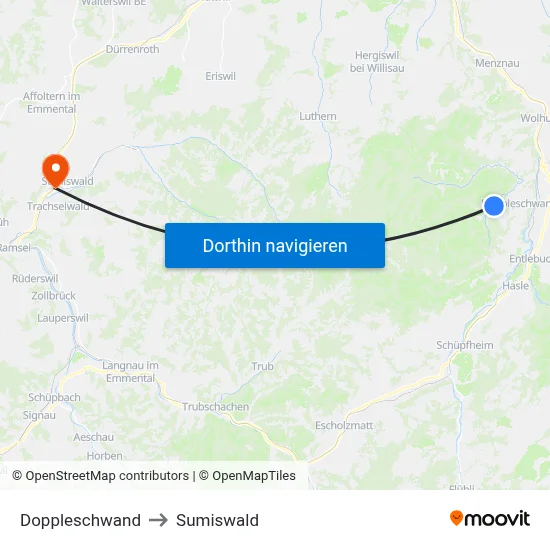 Doppleschwand to Sumiswald map