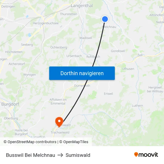 Busswil Bei Melchnau to Sumiswald map
