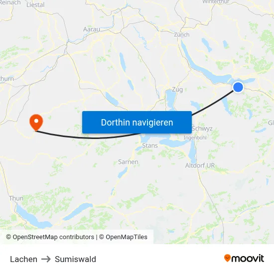 Lachen to Sumiswald map