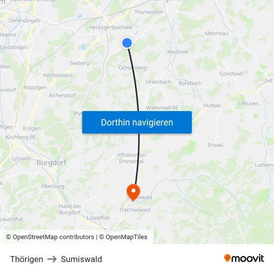 Thörigen to Sumiswald map