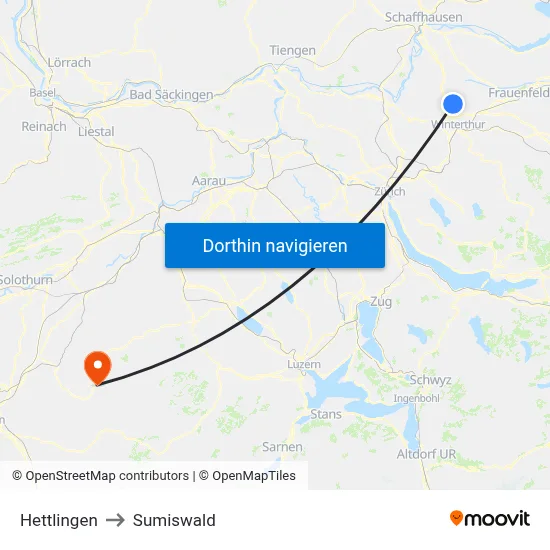 Hettlingen to Sumiswald map