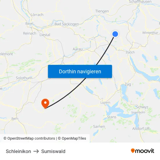 Schleinikon to Sumiswald map