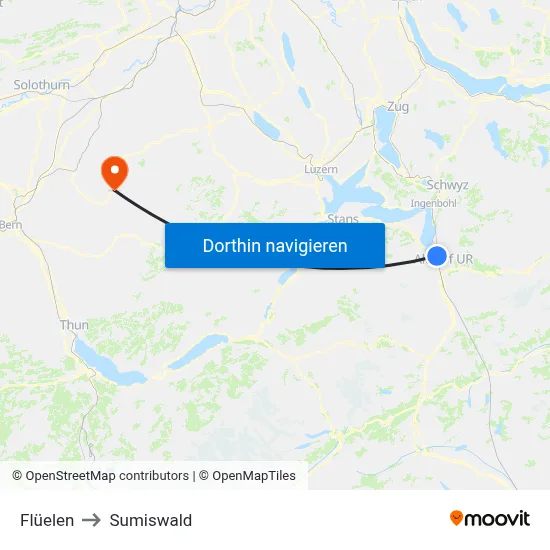 Flüelen to Sumiswald map
