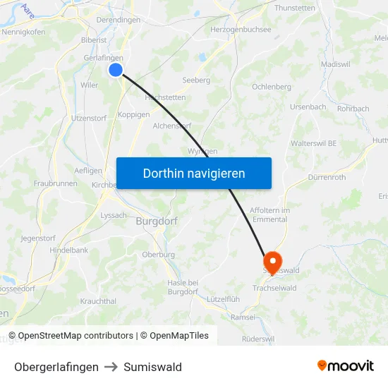 Obergerlafingen to Sumiswald map