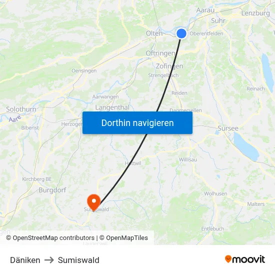 Däniken to Sumiswald map
