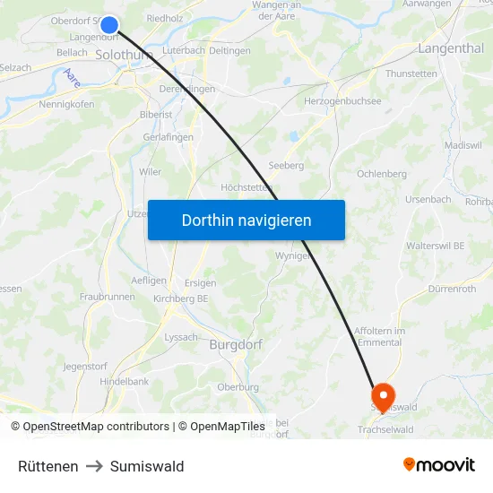 Rüttenen to Sumiswald map