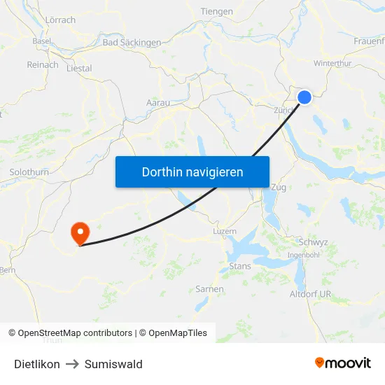 Dietlikon to Sumiswald map