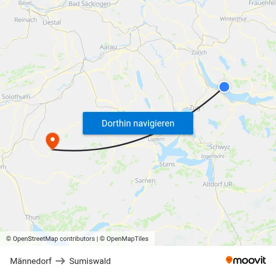 Männedorf to Sumiswald map