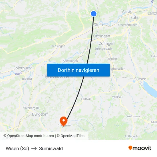 Wisen (So) to Sumiswald map