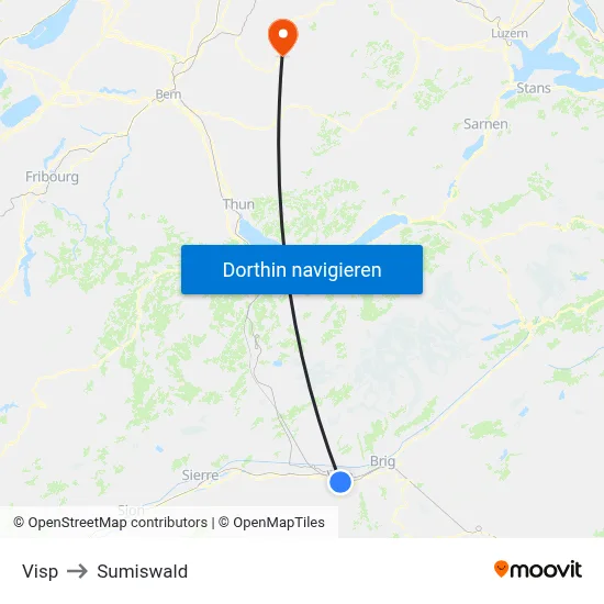 Visp to Sumiswald map