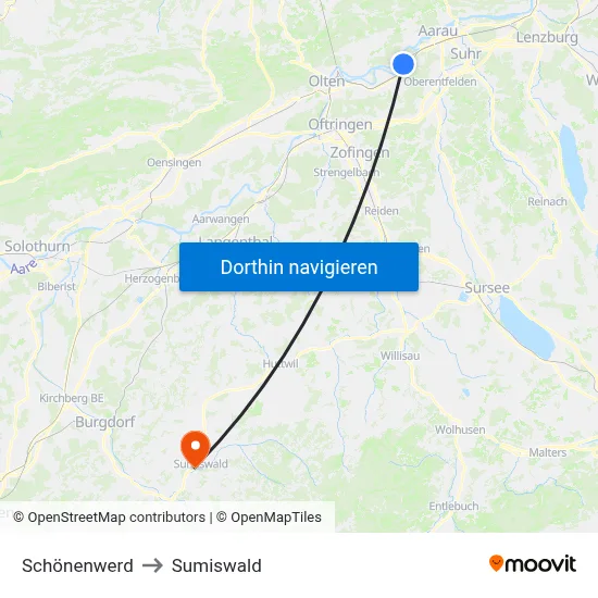 Schönenwerd to Sumiswald map