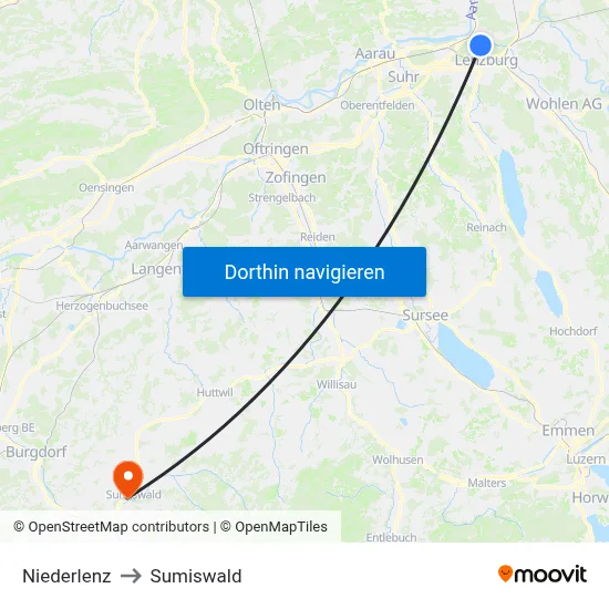 Niederlenz to Sumiswald map