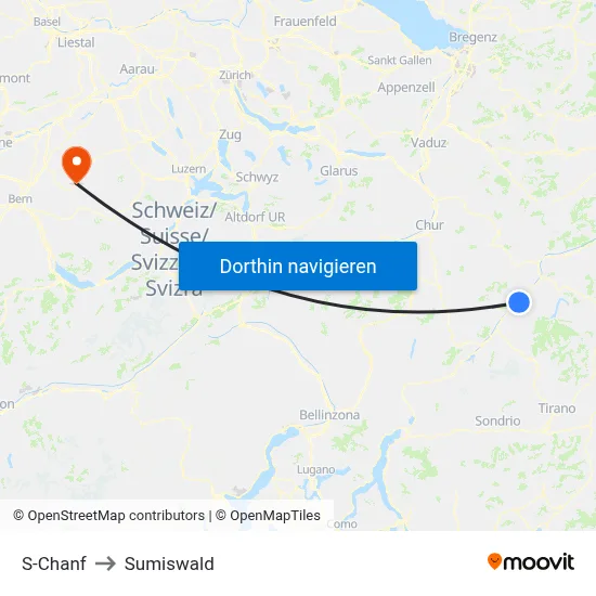 S-Chanf to Sumiswald map
