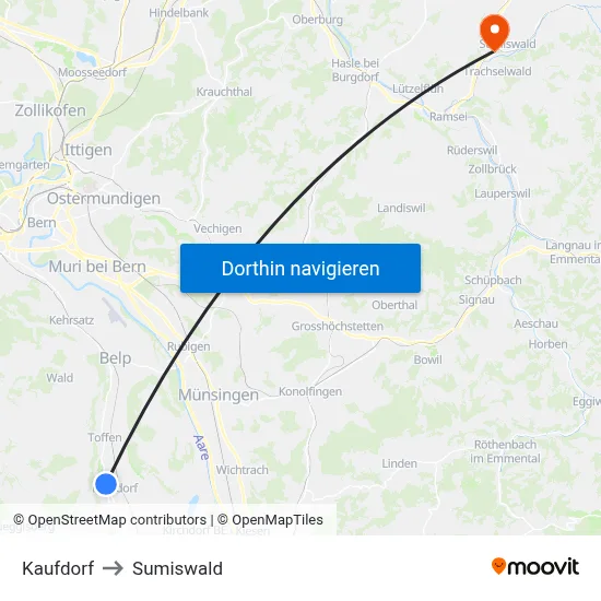 Kaufdorf to Sumiswald map