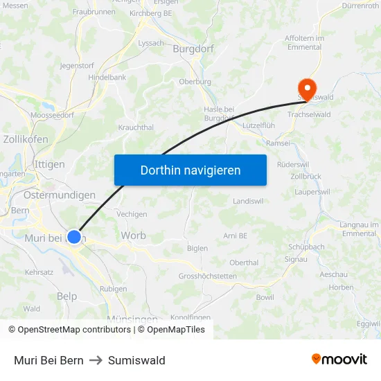 Muri Bei Bern to Sumiswald map