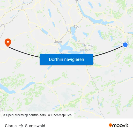 Glarus to Sumiswald map