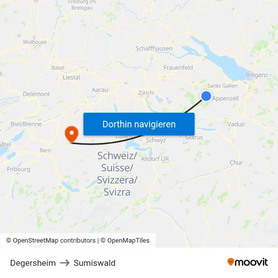 Degersheim to Sumiswald map
