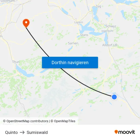 Quinto to Sumiswald map