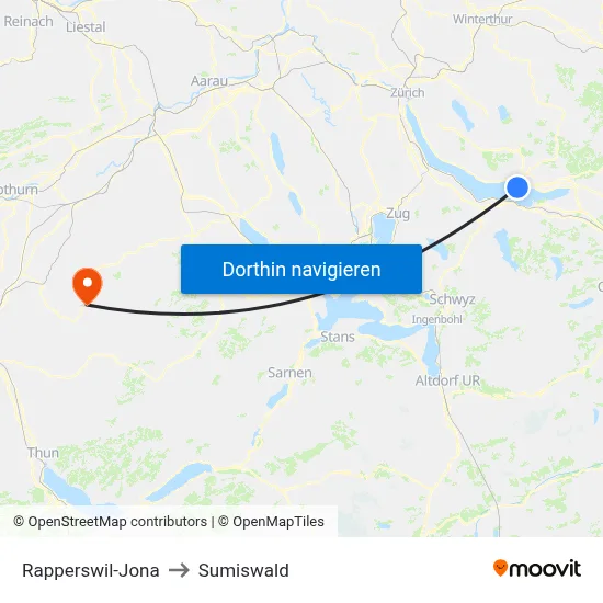 Rapperswil-Jona to Sumiswald map