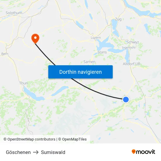 Göschenen to Sumiswald map