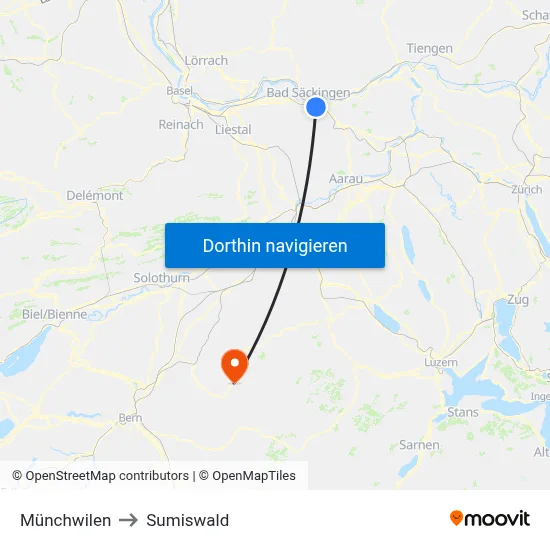Münchwilen to Sumiswald map