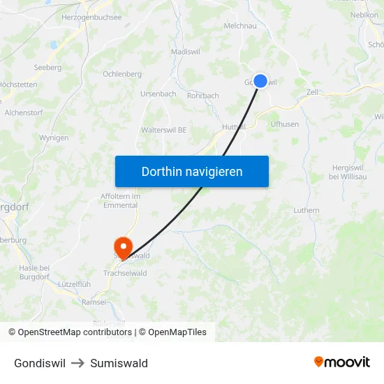 Gondiswil to Sumiswald map