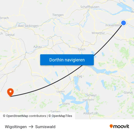 Wigoltingen to Sumiswald map