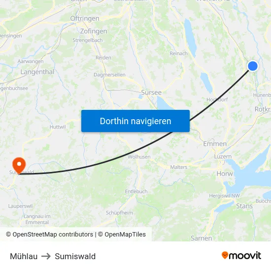 Mühlau to Sumiswald map