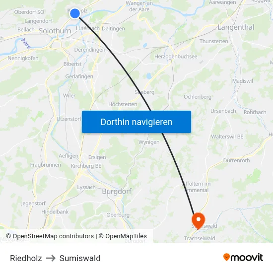 Riedholz to Sumiswald map