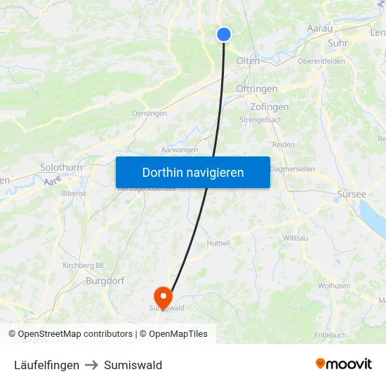 Läufelfingen to Sumiswald map