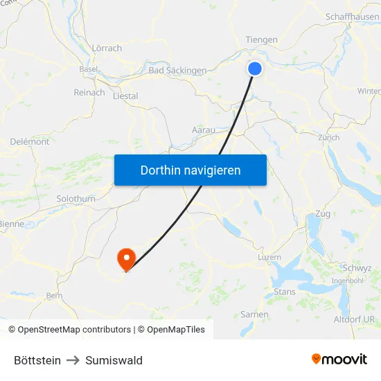 Böttstein to Sumiswald map