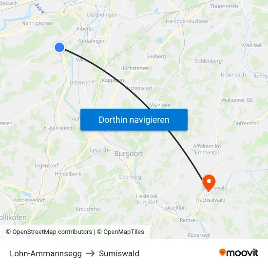 Lohn-Ammannsegg to Sumiswald map