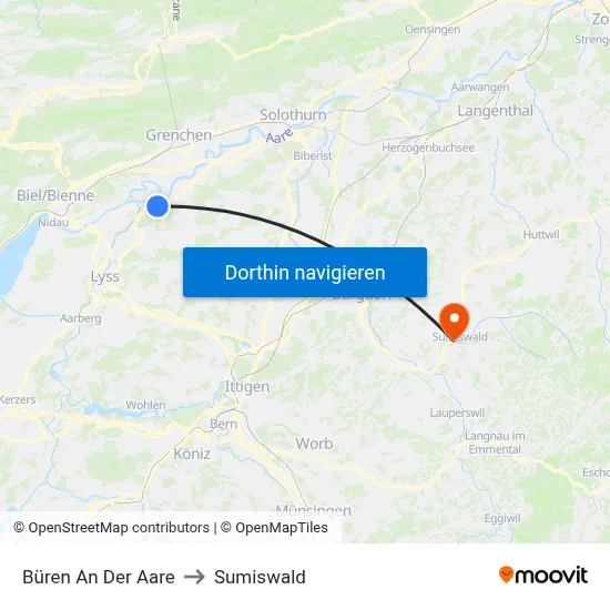 Büren An Der Aare to Sumiswald map