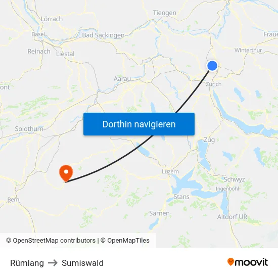 Rümlang to Sumiswald map