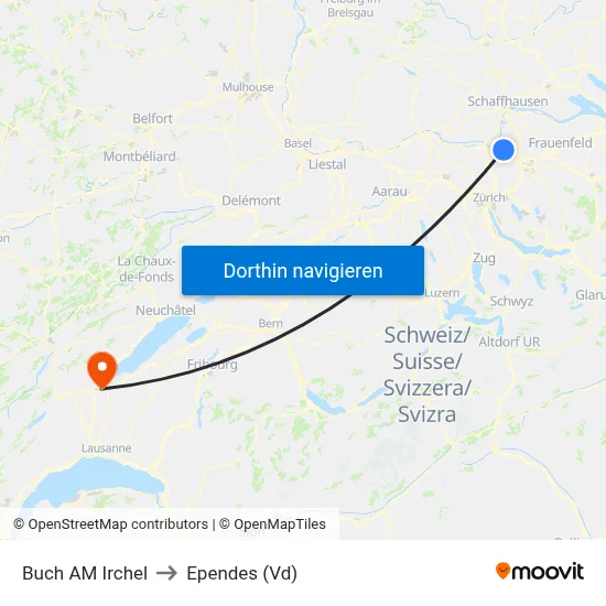 Buch AM Irchel to Ependes (Vd) map