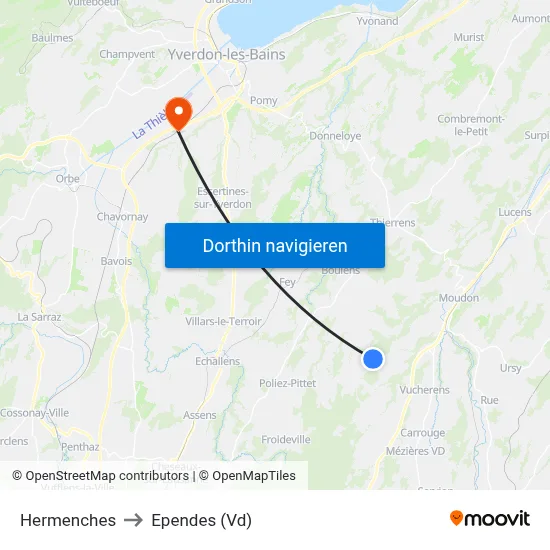 Hermenches to Ependes (Vd) map