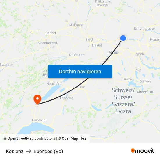 Koblenz to Ependes (Vd) map