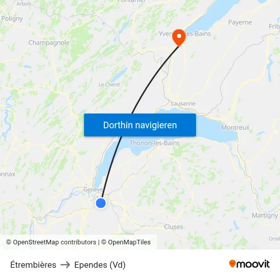 Étrembières to Ependes (Vd) map