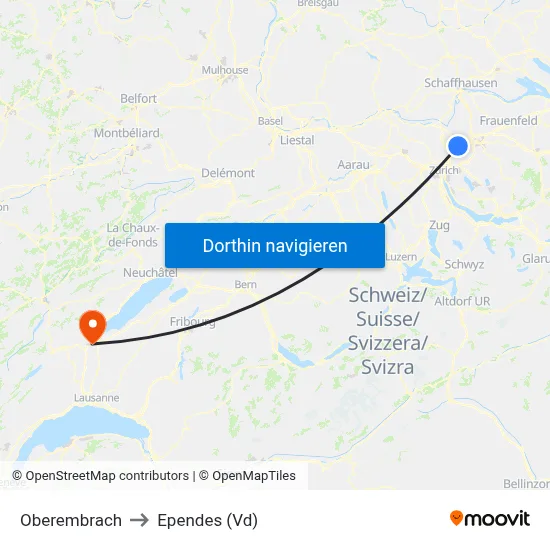 Oberembrach to Ependes (Vd) map