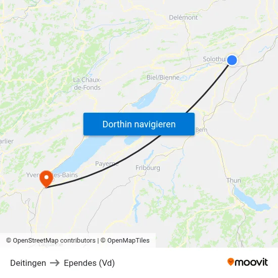 Deitingen to Ependes (Vd) map
