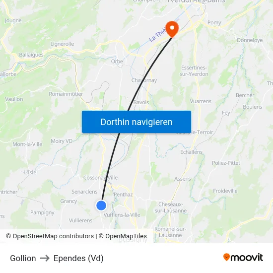 Gollion to Ependes (Vd) map