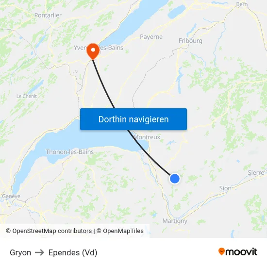 Gryon to Ependes (Vd) map