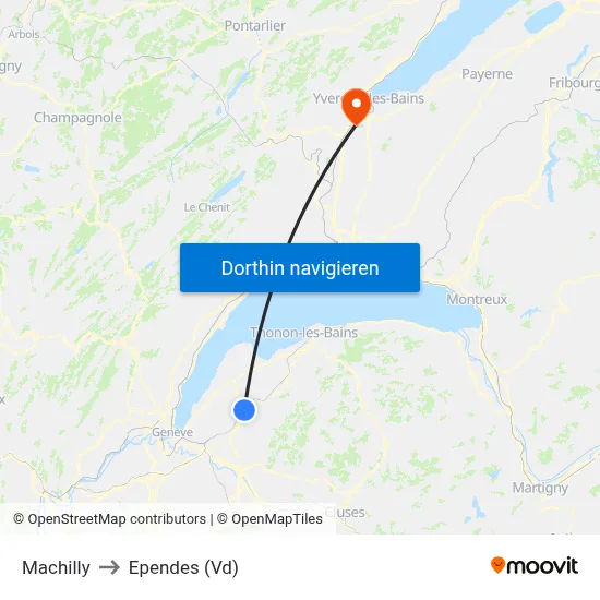 Machilly to Ependes (Vd) map